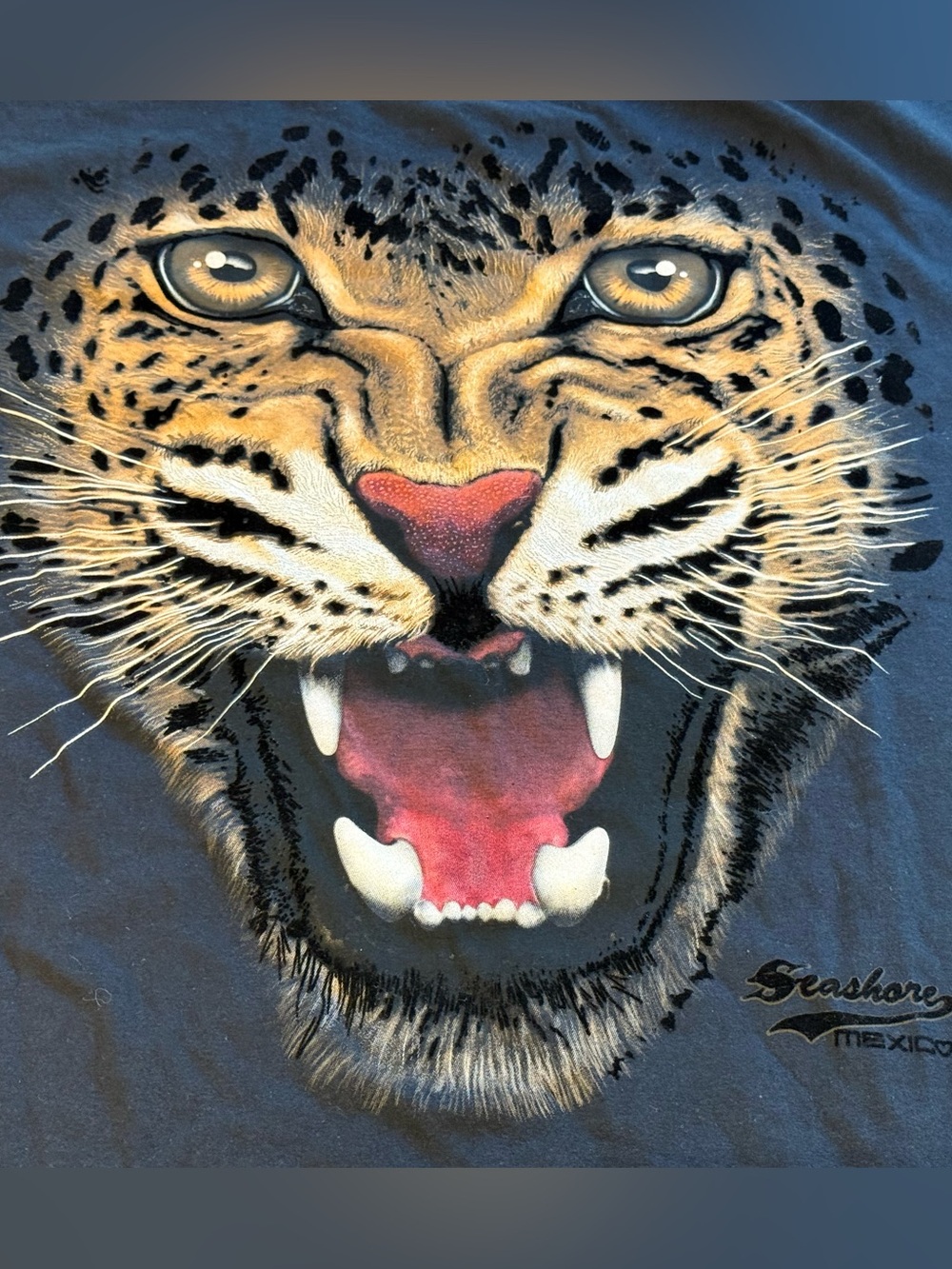 Seashore Mexico Leopard Graphic Tee Black Unisex XL NWOT Y2K